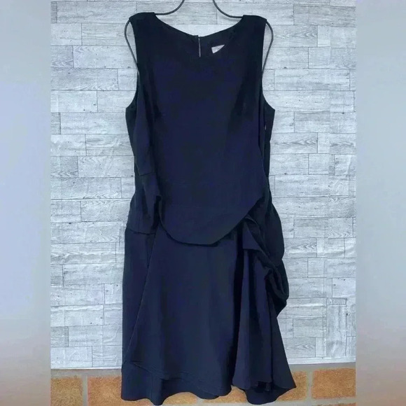 Morgane le fay navy blue silk chiffon dress size large - Picture 3 of 14